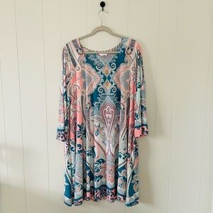 Elegant Paisley Long Sleeve Dress
